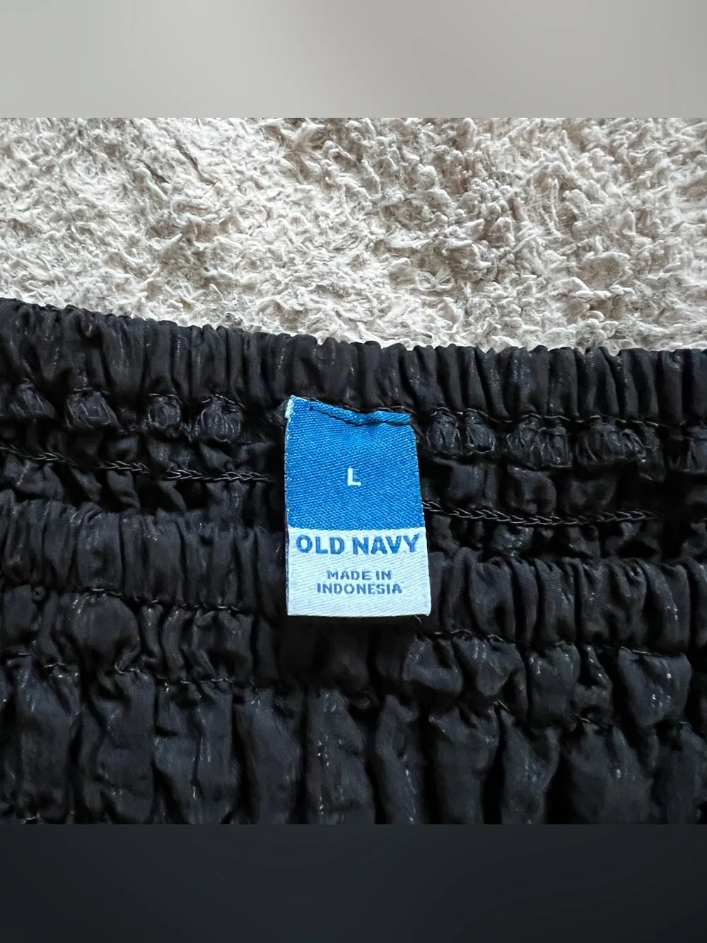 Old Navy Puff Sleeve Textured Smocked Blouse Cottage‎ Preppy Coquette Sz L